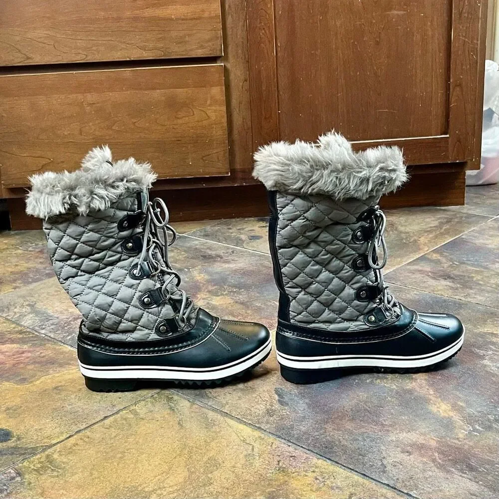 Womens Winter Boots Faux Fur Warm Insulated Water Resistant 7.5